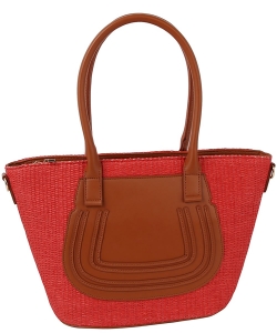 Straw Shopper Tote Bag LQ338-Z RED